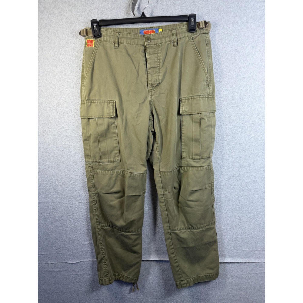 Empyre Pants Mens 30 Green Cargo Relaxed Fit Belted Adjustable Waist Canvas